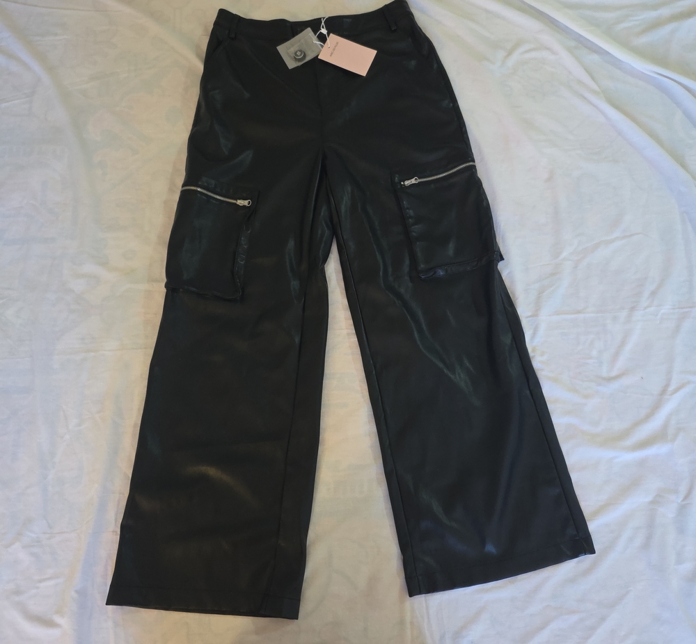 Avec Les Filles Black Faux Leather Pants